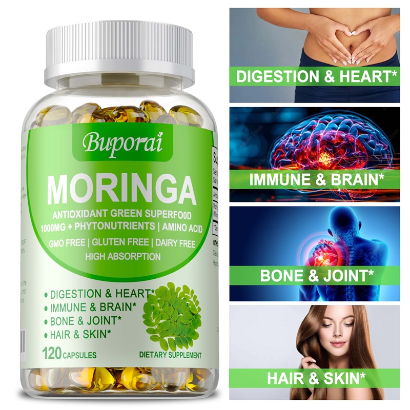Moringa Leaf Powder - Cápsulas Moringa - Aumenta o metabolismo,