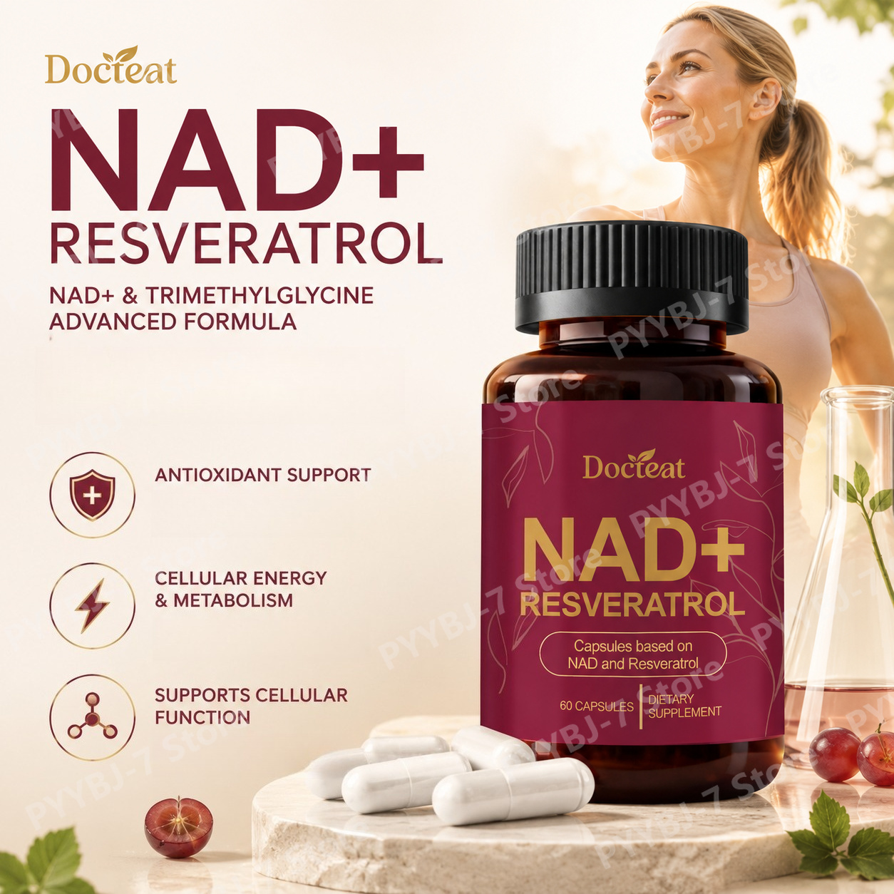 Wellness Quercetin - Suplemento NAD+ Resveratrol 60 Cápsulas com