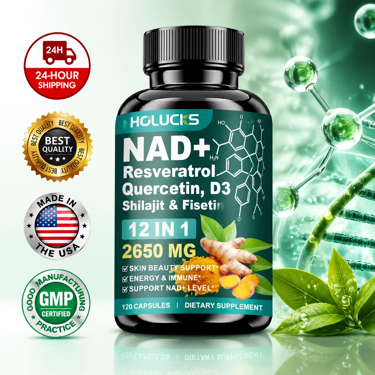 Wellness Quercetin - Suplemento de NAD+ de Alta Potência,