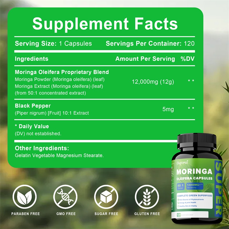 Cápsulas de Pó de Folha de Mor - Moringa Leaf Powder avaliação e preço