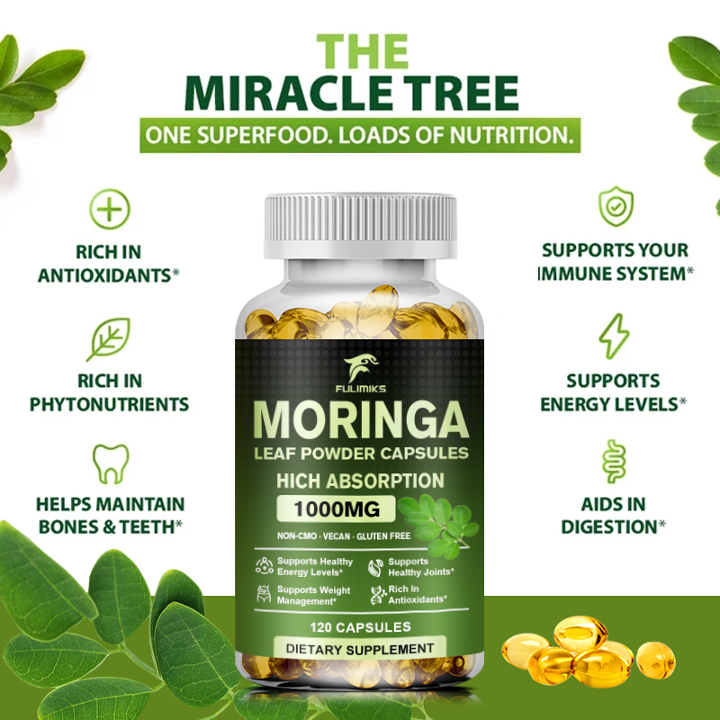 Cápsulas de Moringa Oleifera 1 - Moringa Leaf Powder avaliação e preço
